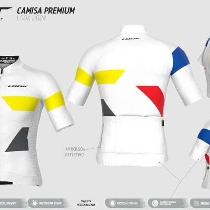 CAMISETA DE CICLISMO PREMIUM BRANCA ERT PARA LOOK CYCLE 2024 TAM P M G & GG